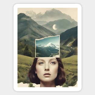 Surreal Harmony: Woman and Nature Sticker